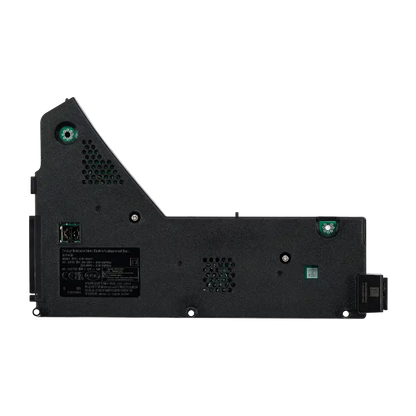 Black ADP-400FR internal power supply for compatible PS5 CFI-12XX consoles, shown from multiple angles with its identification label, ventilation openings, mounting points and connectors - THARAA STORE