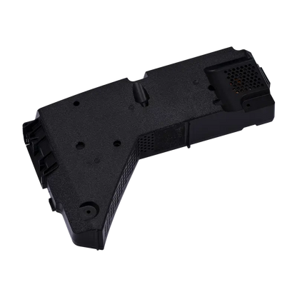 Black ADP-400FR internal power supply for compatible PS5 CFI-12XX consoles, shown from multiple angles with its identification label, ventilation openings, mounting points and connectors - THARAA STORE