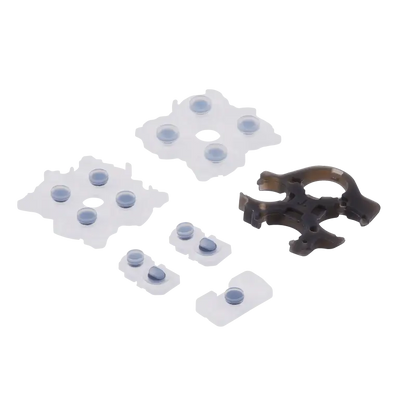 PS5 DualSense Version 2 replacement conductive rubber membranes with dark contact areas and a dark internal support component, shown from multiple angles - THARAA STORE