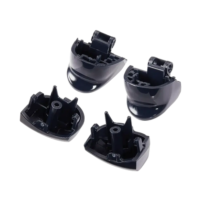 Four black PS5 DualSense replacement trigger buttons labelled L1, R1, L2 and R2, shown from the front and rear with their mounting structures visibl - THARAA STORE