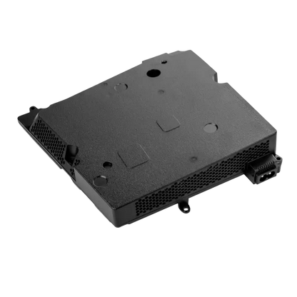 Black ADP-420DR internal power supply for PS5 Pro, shown from multiple angles with ventilation openings, mounting points, power connector, and specification label - THARAA STORE