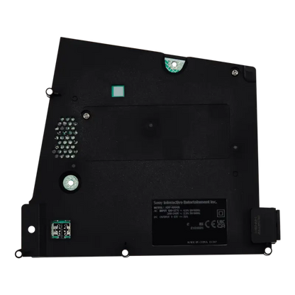 Black ADP-400GR internal power supply for PS5 Slim, shown from multiple angles with its identification label, ventilation openings, mounting points and AC power inlet - THARAA STORE