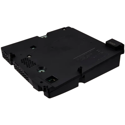 Black ADP-400GR internal power supply for PS5 Slim, shown from multiple angles with its identification label, ventilation openings, mounting points and AC power inlet - THARAA STORE