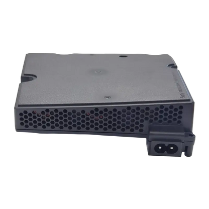 Black ADP-400JR internal power supply for a compatible PS5 Slim console, shown from multiple angles with ventilation holes, mounting points, and AC power inlet - THARAA STORE