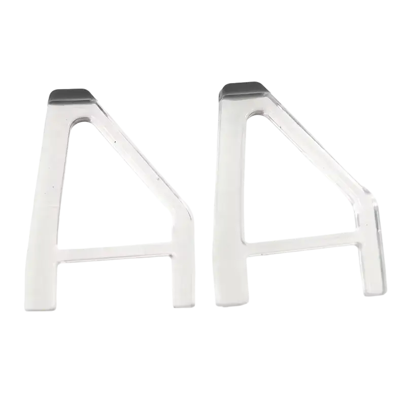 Pair of transparent triangular horizontal support feet with gray contact pads for a PS5 Slim console - THARAA STORE