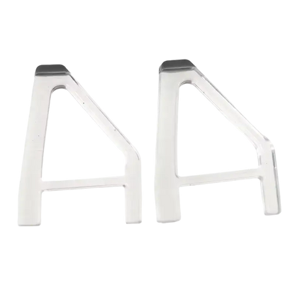 Pair of transparent triangular horizontal support feet with gray contact pads for a PS5 Slim console - THARAA STORE