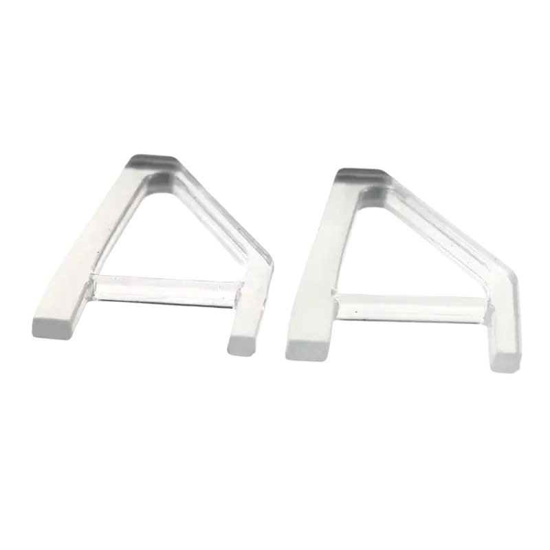 Pair of transparent triangular horizontal support feet with gray contact pads for a PS5 Slim console - THARAA STORE