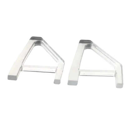 Pair of transparent triangular horizontal support feet with gray contact pads for a PS5 Slim console - THARAA STORE