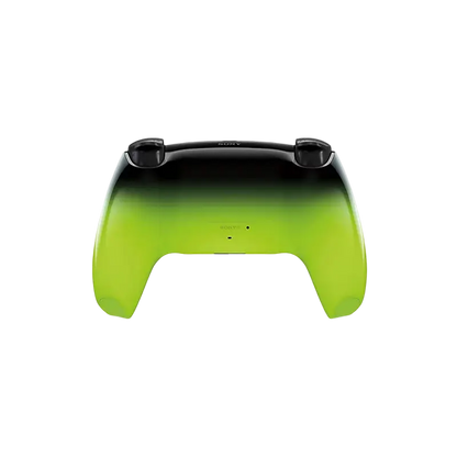 Sony DualSense Remix Green wireless controller with a glossy black-to-neon-green gradient, front buttons, rear design, and PlayStation retail packaging - THARAA STORE