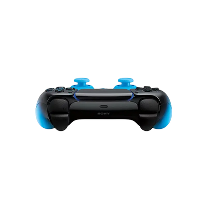 Sony DualSense Rhythm Blue wireless controller with a glossy black-to-blue gradient, front buttons, rear design, and PlayStation retail packaging - THARAA STORE