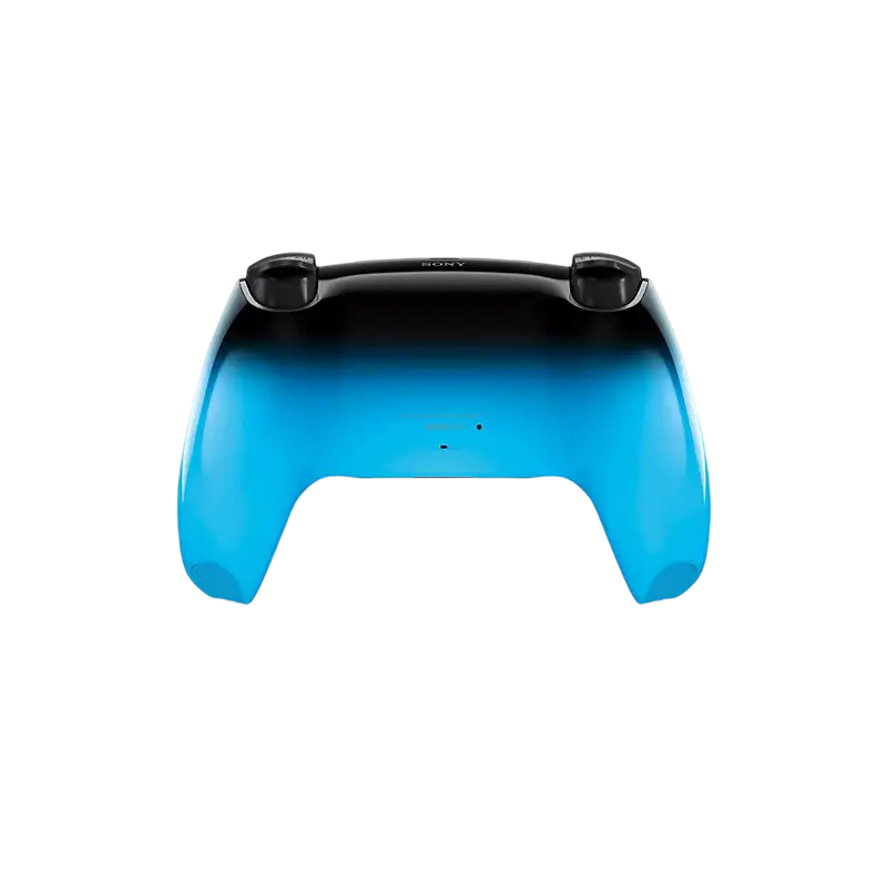 Sony DualSense Rhythm Blue wireless controller with a glossy black-to-blue gradient, front buttons, rear design, and PlayStation retail packaging - THARAA STORE