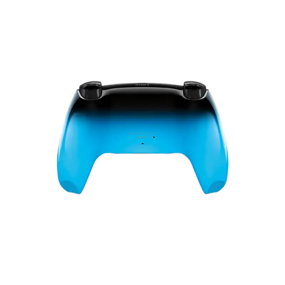 Sony DualSense Rhythm Blue wireless controller with a glossy black-to-blue gradient, front buttons, rear design, and PlayStation retail packaging - THARAA STORE
