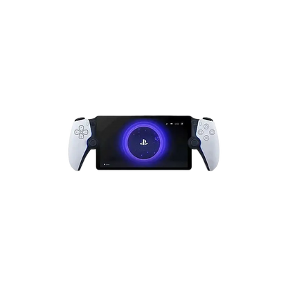 White PlayStation Portal Remote Player with an integrated screen and DualSense-style controls, shown from multiple angles with its retail box - THARAA STORE