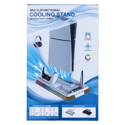 Wigearss Cooling Stand for PS5 Slim and PS5 Pro with Dual Charger and RGB Lights