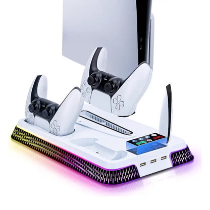 Wigearss Cooling Stand for PS5 Slim and PS5 Pro with Dual Charger and RGB Lights