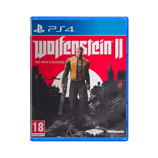 Used Wolfenstein II The New Colossus PS4 physical game featuring BJ Blazkowicz in an intense first-person shooter adventure - THARAA STORE